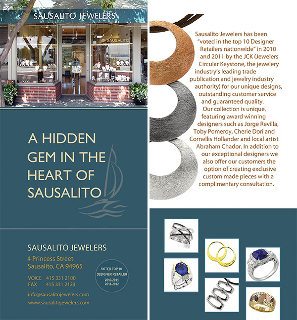 Rack card for Sausalito Jewelers